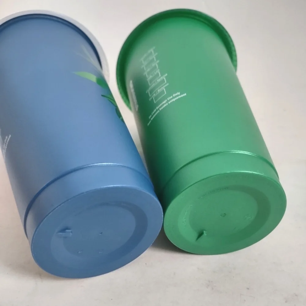 Lot of 2 Starbucks‎ 2020 Holiday Christmas 24oz Tumblers Iridescent Poinsettia
